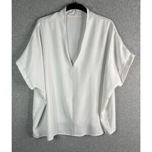 Urban Daizy White Oversized Top Womens One Size V-Neck Flowy Boho